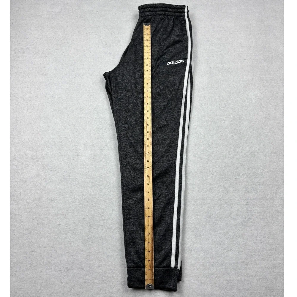 adidas 3 Stripe Track Pants Mens Large Charcoal Gray Heather Fleece Sweatpants